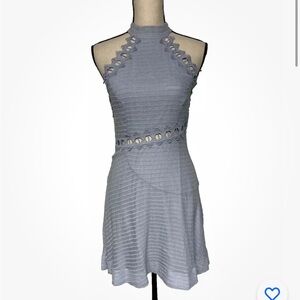 Keepsake the label blue eyelet halter dress